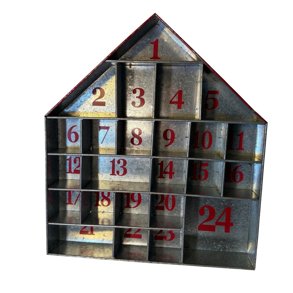 Wondershop Target Galvanized Metal House Advent Calendar Red Silver 2019 Decor